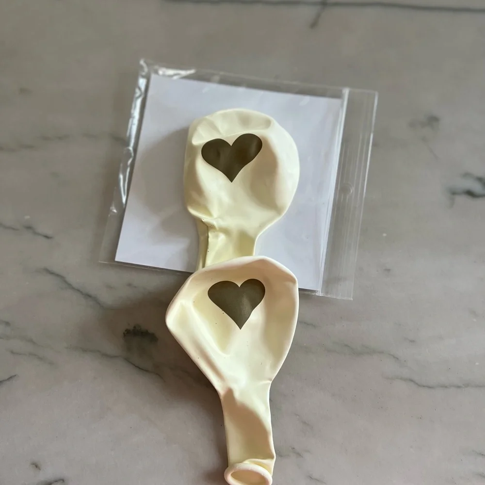 Betsy White Heart Balloons set (includes 2) gold heart white balloons NWT